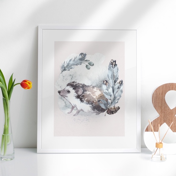 Watercolor Hedgehog Wall Art Print Poster Unframed - Picture 7 of 17